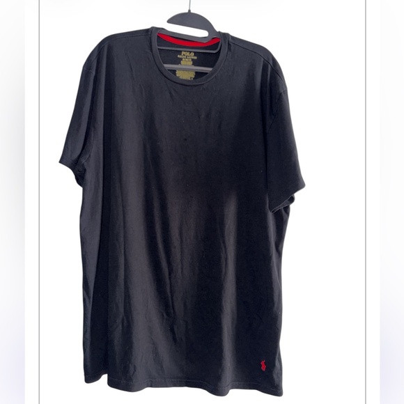 Polo by Ralph Lauren Black Tee Crew Neck Slim Fit 1” Polo embroidery Size XL - Picture 9 of 9